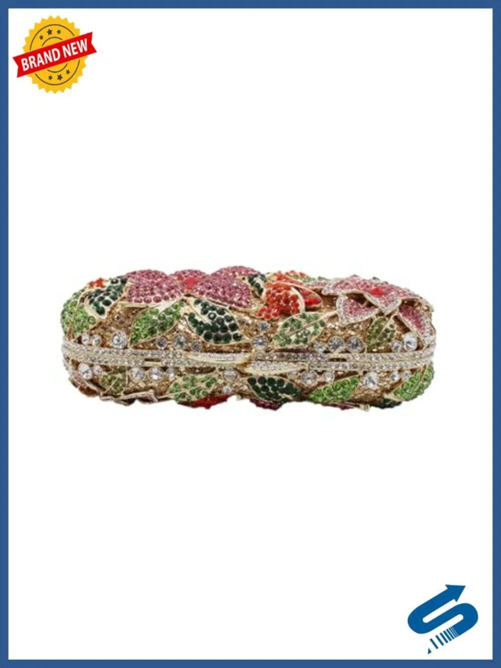 Rhinestone Floral Minaudiere Clutch Bag for Wedding Events